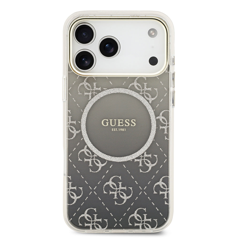 Apple iPhone 17 Pro Max Kılıf Guess Orjinal Lisanslı M-safe Şarj Özellikli 4G Desenli Simli Silikon Kapak