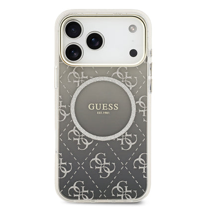 Apple iPhone 17 Pro Max Kılıf Guess Orjinal Lisanslı M-safe Şarj Özellikli 4G Desenli Simli Silikon Kapak