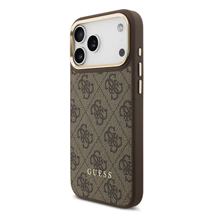 Apple iPhone 17 Pro Max Kılıf Guess Orjinal Lisanslı M-safe Şarj Özellikli 4G Metal Büyük Logolu Kartlıklı Kapak