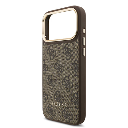 Apple iPhone 17 Pro Max Kılıf Guess Orjinal Lisanslı M-safe Şarj Özellikli 4G Metal Büyük Logolu Kartlıklı Kapak