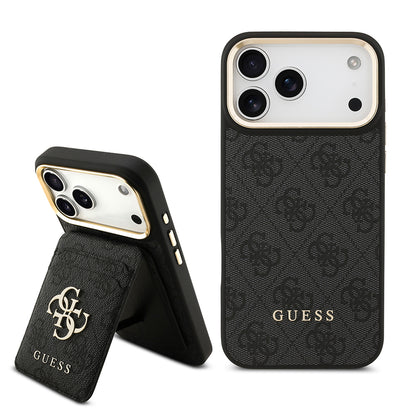 Apple iPhone 17 Pro Max Kılıf Guess Orjinal Lisanslı M-safe Şarj Özellikli 4G Metal Büyük Logolu Kartlıklı Kapak