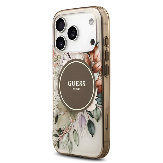 Apple iPhone 17 Pro Max Kılıf Guess Orjinal Lisanslı M-safe Şarj Özellikli Flower Tonal Circle Kapak