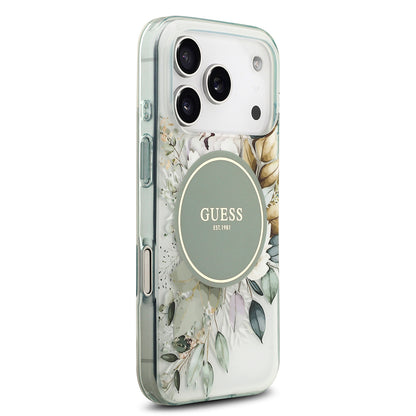 Apple iPhone 17 Pro Max Kılıf Guess Orjinal Lisanslı M-safe Şarj Özellikli Flower Tonal Circle Kapak