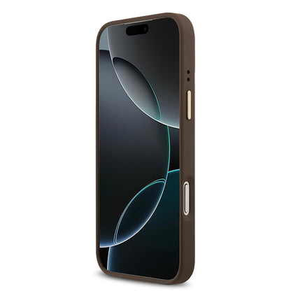 Apple iPhone 17 Pro Max Kılıf Guess Orjinal Lisanslı M-safe Şarj Özellikli Gold Metal Kamera Çerçeveli Taşlı 4G Logolu Kapak