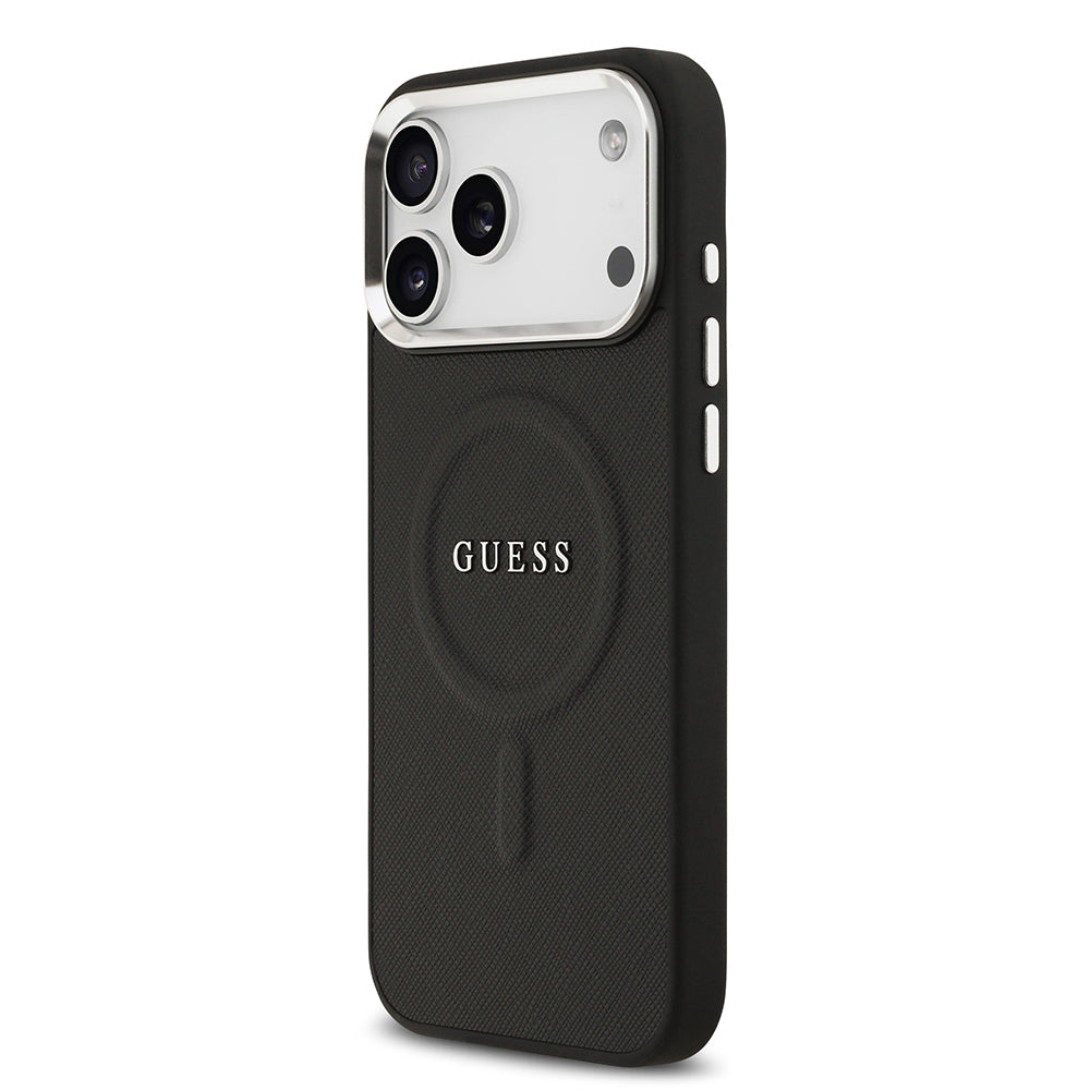 Apple iPhone 17 Pro Max Kılıf Guess Orjinal Lisanslı M-safe Şarj Özellikli Klasik Yazı Logolu PU Deri Kapak
