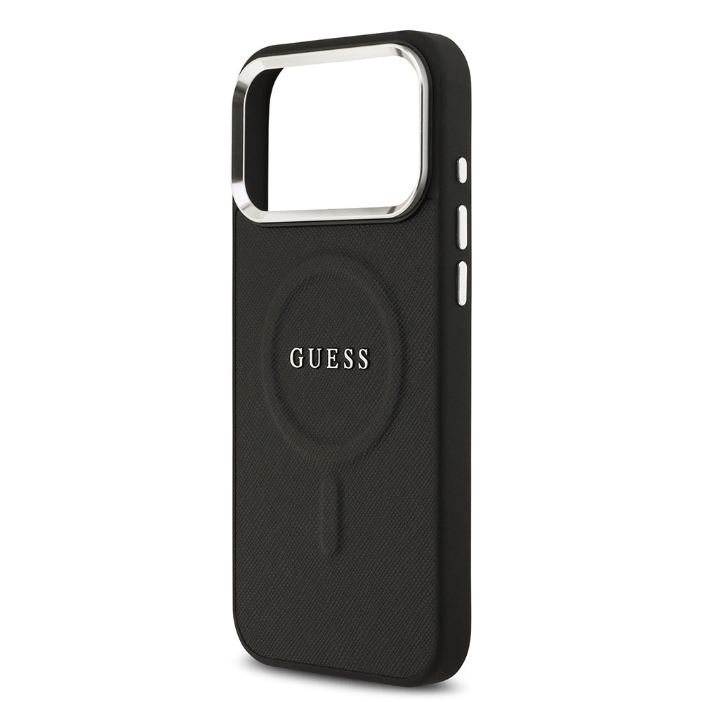 Apple iPhone 17 Pro Max Kılıf Guess Orjinal Lisanslı M-safe Şarj Özellikli Klasik Yazı Logolu PU Deri Kapak