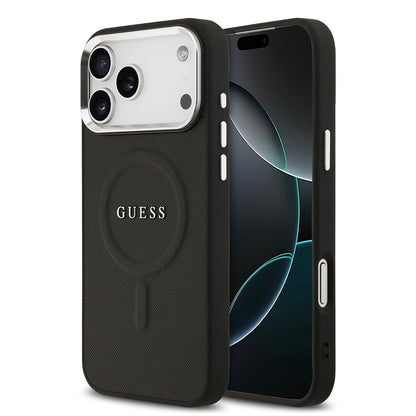 Apple iPhone 17 Pro Max Kılıf Guess Orjinal Lisanslı M-safe Şarj Özellikli Klasik Yazı Logolu PU Deri Kapak