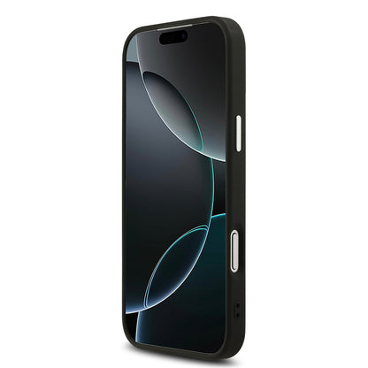 Apple iPhone 17 Pro Max Kılıf Guess Orjinal Lisanslı M-safe Şarj Özellikli Metal Kamera Çerçeveli Üçgen Logolu Glitter Kapak