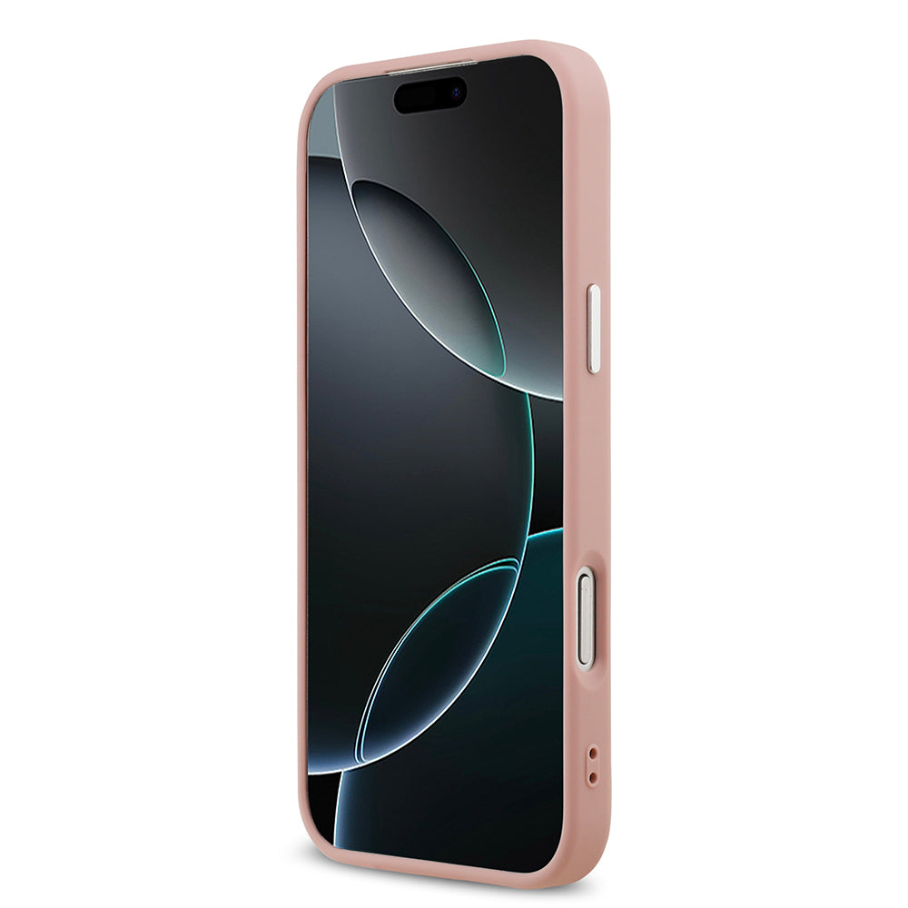 Apple iPhone 17 Pro Max Kılıf Guess Orjinal Lisanslı M-safe Şarj Özellikli Metal Kamera Çerçeveli Üçgen Logolu Glitter Kapak