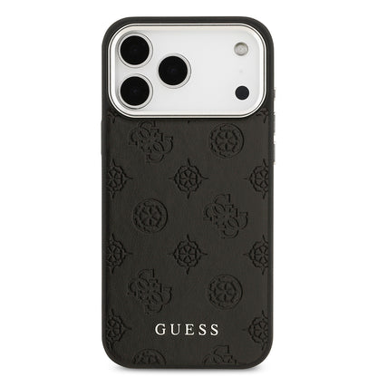 Apple iPhone 17 Pro Max Kılıf Guess Orjinal Lisanslı M-safe Şarj Özellikli Sıcak Baskılı Klasik Yazı Logolu PU Deri Peony Kapak