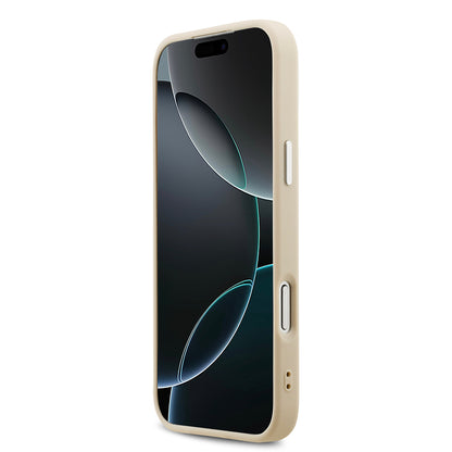Apple iPhone 17 Pro Max Kılıf Guess Orjinal Lisanslı M-safe Şarj Özellikli Sıcak Baskılı Klasik Yazı Logolu PU Deri Peony Kapak