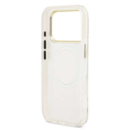 Apple iPhone 17 Pro Max Kılıf Guess Orjinal Lisanslı M-safe Şarj Özellikli Simli Çiçek Desenli Metal Kamera Çerçeveli Üçgen Logolu Kapak