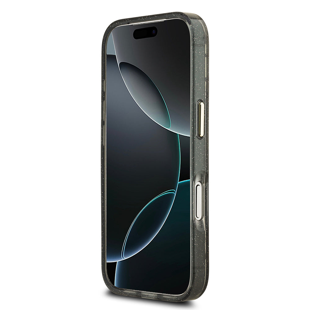 Apple iPhone 17 Pro Max Kılıf Guess Orjinal Lisanslı M-safe Şarj Özellikli Simli Çiçek Desenli Metal Kamera Çerçeveli Üçgen Logolu Kapak