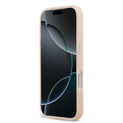 Apple iPhone 17 Pro Max Kılıf Guess Orjinal Lisanslı M-safe Şarj Özellikli Taneli Çiçek Tasarımlı Metal Yazı Logolu Kapak
