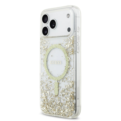 Apple iPhone 17 Pro Max Kılıf Guess Orjinal Lisanslı M-safe Şarj Özellikli Transparan Resin Bottom Kapak