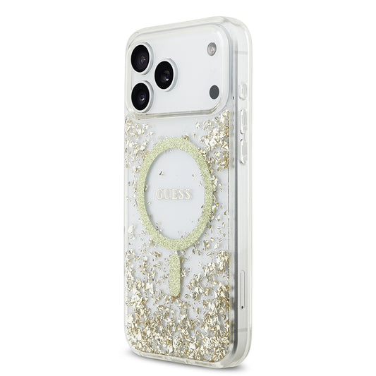 Apple iPhone 17 Pro Max Kılıf Guess Orjinal Lisanslı M-safe Şarj Özellikli Transparan Resin Bottom Kapak