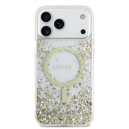 Apple iPhone 17 Pro Max Kılıf Guess Orjinal Lisanslı M-safe Şarj Özellikli Transparan Resin Bottom Kapak