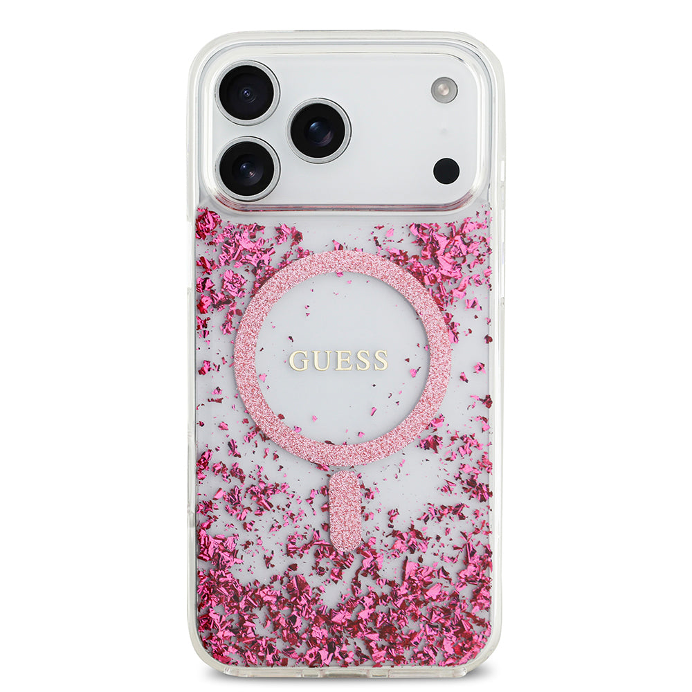 Apple iPhone 17 Pro Max Kılıf Guess Orjinal Lisanslı M-safe Şarj Özellikli Transparan Resin Bottom Kapak