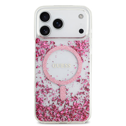 Apple iPhone 17 Pro Max Kılıf Guess Orjinal Lisanslı M-safe Şarj Özellikli Transparan Resin Bottom Kapak