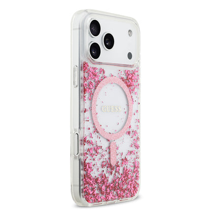 Apple iPhone 17 Pro Max Kılıf Guess Orjinal Lisanslı M-safe Şarj Özellikli Transparan Resin Bottom Kapak