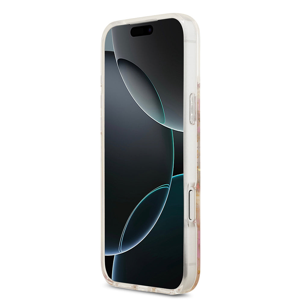 Apple iPhone 17 Pro Max Kılıf Guess Orjinal Lisanslı M-safe Şarj Özellikli Transparan Resin Flowers Kapak