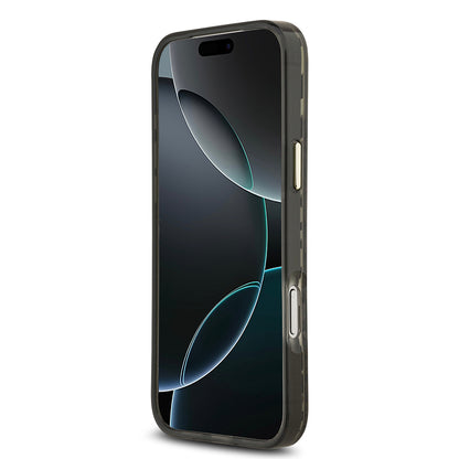 Apple iPhone 17 Pro Max Kılıf Guess Orjinal Lisanslı M-safe Şarj Özellikli Üçgen Logolu Simli Leopar Desenli Kapak