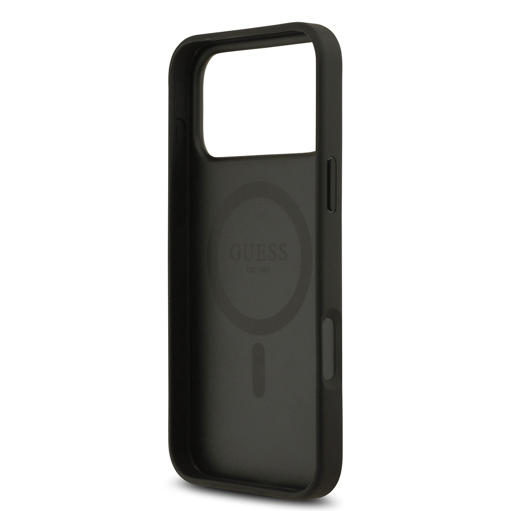 Apple iPhone 17 Pro Max Kılıf Guess Orjinal Lisanslı M-safe Şarj Özellikli Yazı Logolu Circle Classic Kapak