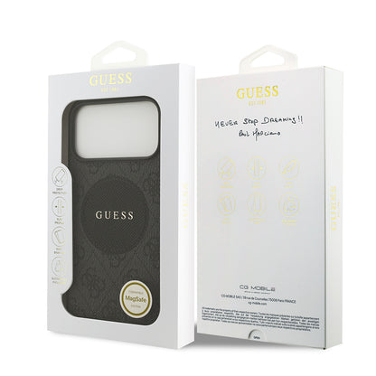 Apple iPhone 17 Pro Max Kılıf Guess Orjinal Lisanslı M-safe Şarj Özellikli Yazı Logolu Circle Classic Kapak