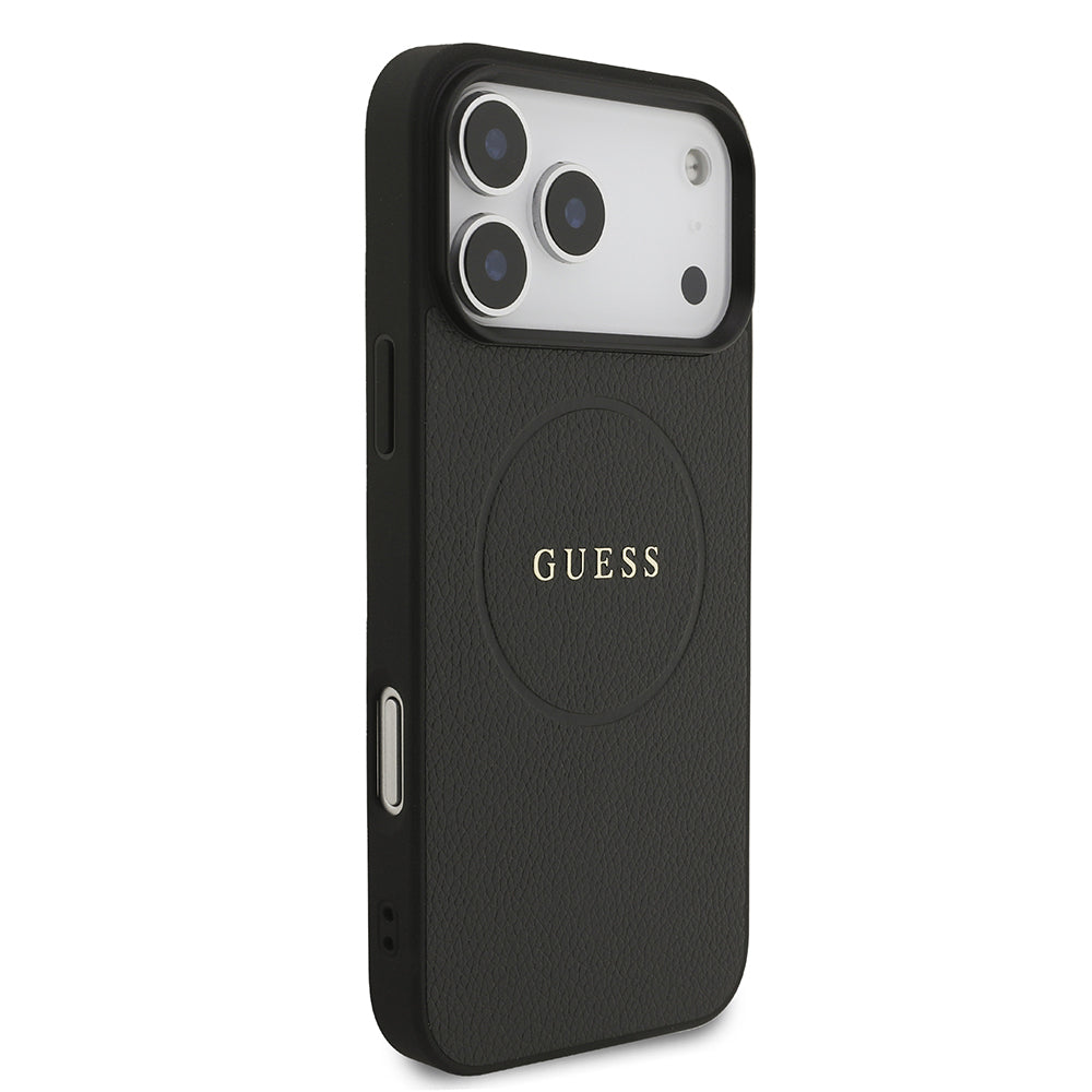 Apple iPhone 17 Pro Max Kılıf Guess Orjinal Lisanslı M-safe Şarj Özellikli Yazı Logolu PU Deri Kapak