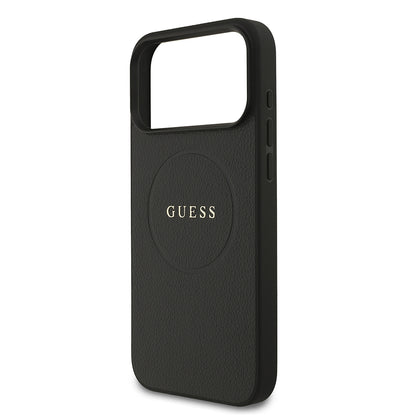 Apple iPhone 17 Pro Max Kılıf Guess Orjinal Lisanslı M-safe Şarj Özellikli Yazı Logolu PU Deri Kapak