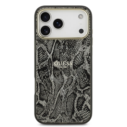 Apple iPhone 17 Pro Max Kılıf Guess Orjinal Lisanslı M-safe Şarj Özellikli Yazı Logolu Python Desenli Kapak