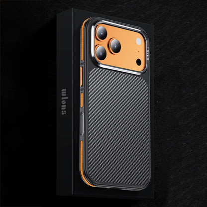 Apple iPhone 17 Pro Max Kılıf Karbon Fiber Görünümlü Wlons Marin Kapak
