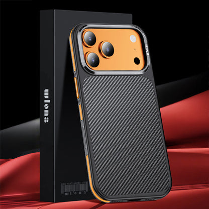 Apple iPhone 17 Pro Max Kılıf Karbon Fiber Görünümlü Wlons Marin Kapak