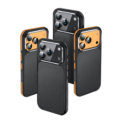 Apple iPhone 17 Pro Max Kılıf Karbon Fiber Görünümlü Wlons Marin Kapak
