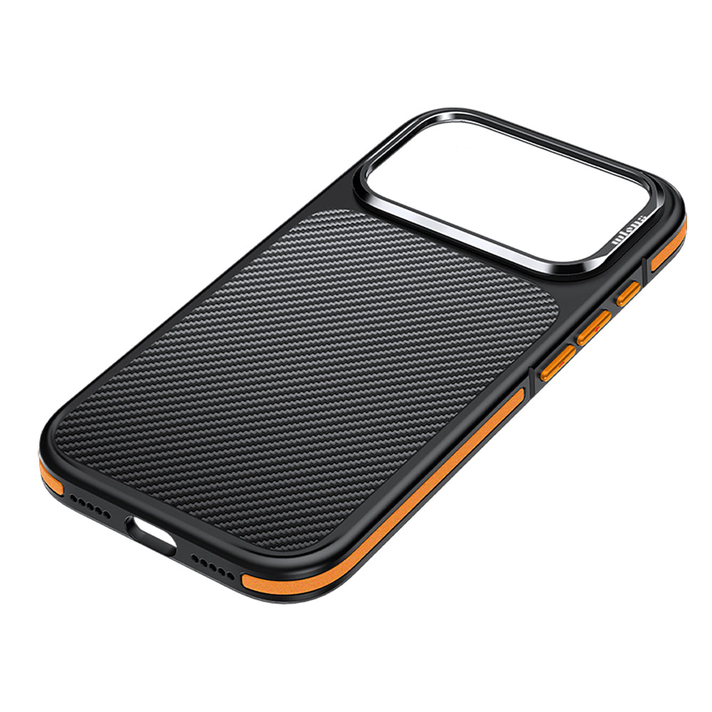 Apple iPhone 17 Pro Max Kılıf Karbon Fiber Görünümlü Wlons Marin Kapak