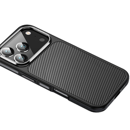 Apple iPhone 17 Pro Max Kılıf Karbon Fiber Görünümlü Wlons Marin Kapak