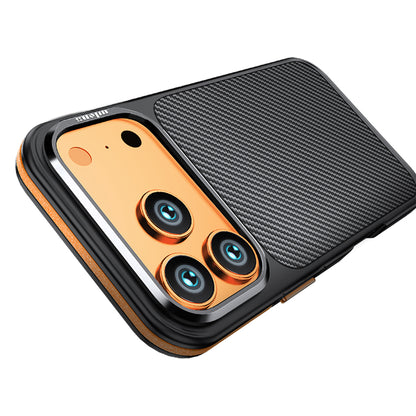Apple iPhone 17 Pro Max Kılıf Karbon Fiber Görünümlü Wlons Marin Kapak