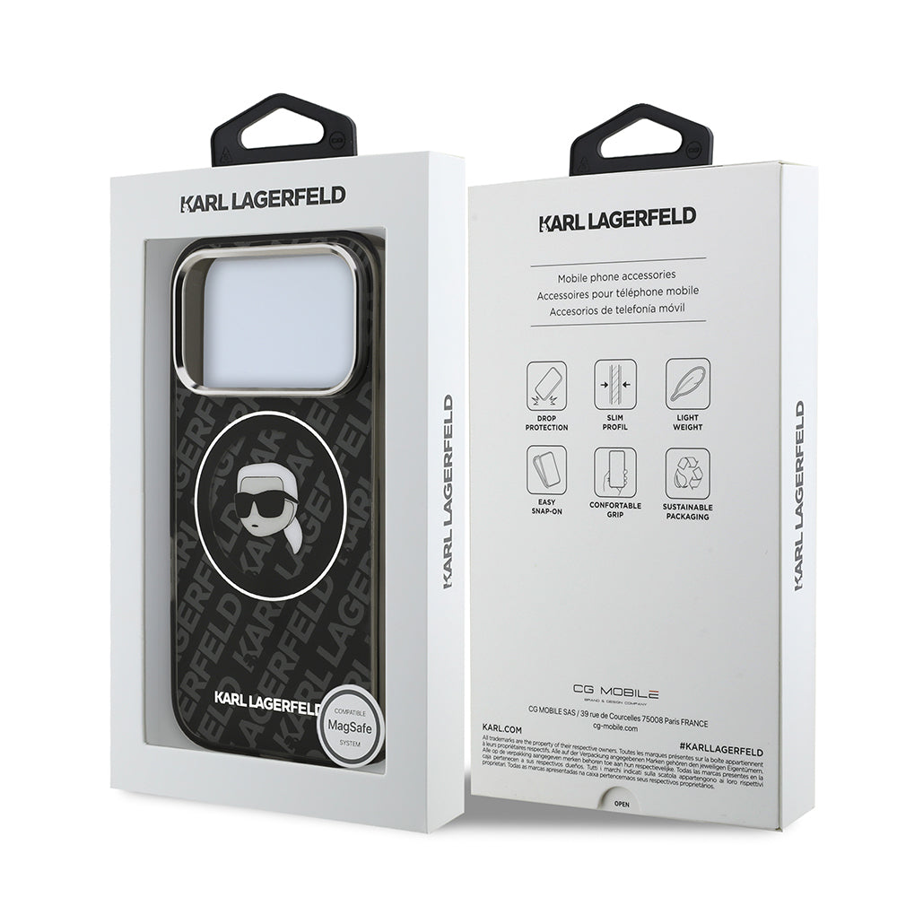 Apple iPhone 17 Pro Max Kılıf Karl Lagerfeld Orjinal Lisanslı IML Baskılı KL Heads Kapak