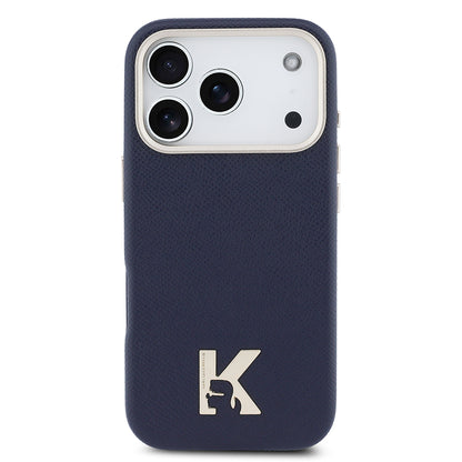 Apple iPhone 17 Pro Max Kılıf Karl Lagerfeld Orjinal Lisanslı M-safe Şarj Özellikli Gold Kamera Çerçeveli KHEAD Metal Logolu PU Deri Kapak