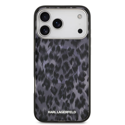 Apple iPhone 17 Pro Max Kılıf Karl Lagerfeld Orjinal Lisanslı M-safe Şarj Özellikli IML Leopar Baskılı Kapak