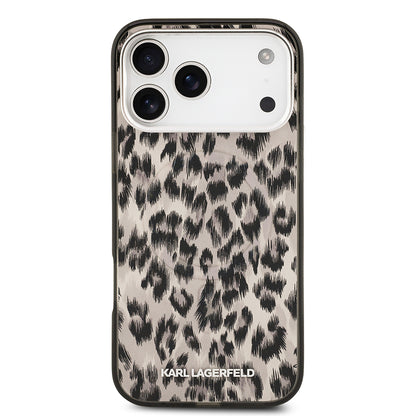 Apple iPhone 17 Pro Max Kılıf Karl Lagerfeld Orjinal Lisanslı M-safe Şarj Özellikli IML Leopar Baskılı Kapak