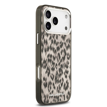 Apple iPhone 17 Pro Max Kılıf Karl Lagerfeld Orjinal Lisanslı M-safe Şarj Özellikli IML Leopar Baskılı Kapak