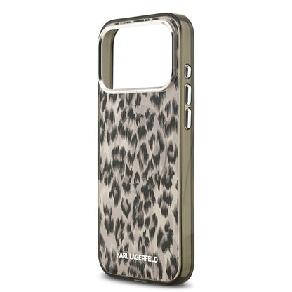Apple iPhone 17 Pro Max Kılıf Karl Lagerfeld Orjinal Lisanslı M-safe Şarj Özellikli IML Leopar Baskılı Kapak