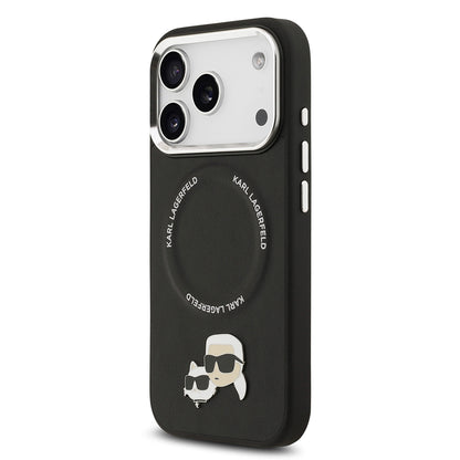 Apple iPhone 17 Pro Max Kılıf Karl Lagerfeld Orjinal Lisanslı M-safe Şarj Özellikli Metal Kamera ve Buton Tasarımlı K&C PU Deri Kapak