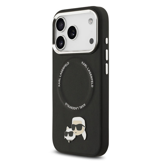 Apple iPhone 17 Pro Max Kılıf Karl Lagerfeld Orjinal Lisanslı M-safe Şarj Özellikli Metal Kamera ve Buton Tasarımlı K&C PU Deri Kapak