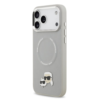 Apple iPhone 17 Pro Max Kılıf Karl Lagerfeld Orjinal Lisanslı M-safe Şarj Özellikli Metal Kamera ve Buton Tasarımlı K&C PU Deri Kapak