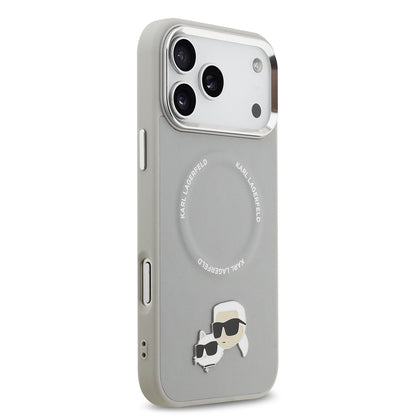 Apple iPhone 17 Pro Max Kılıf Karl Lagerfeld Orjinal Lisanslı M-safe Şarj Özellikli Metal Kamera ve Buton Tasarımlı K&C PU Deri Kapak