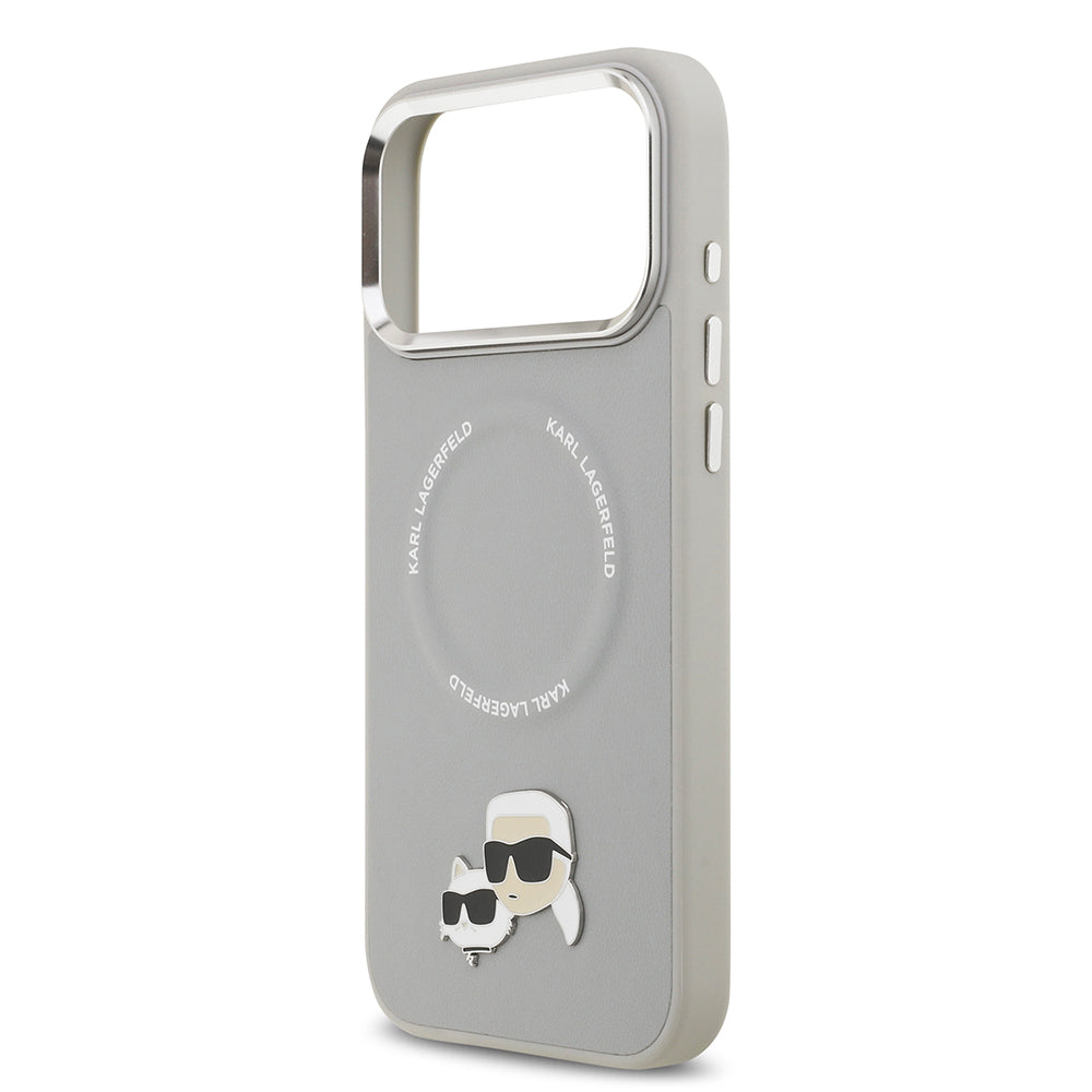 Apple iPhone 17 Pro Max Kılıf Karl Lagerfeld Orjinal Lisanslı M-safe Şarj Özellikli Metal Kamera ve Buton Tasarımlı K&C PU Deri Kapak