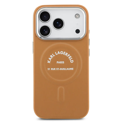 Apple iPhone 17 Pro Max Kılıf Karl Lagerfeld Orjinal Lisanslı M-safe Şarj Özellikli Metal Kamera ve Buton Tasarımlı Paris RSG PU Deri Kapak