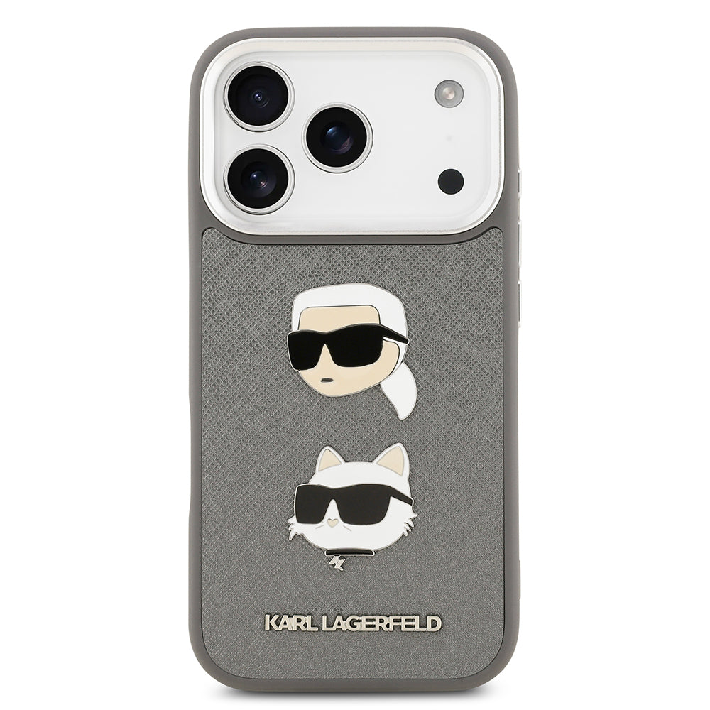 Apple iPhone 17 Pro Max Kılıf Karl Lagerfeld Orjinal Lisanslı Metal Logolu K&C Heads Pin Kapak